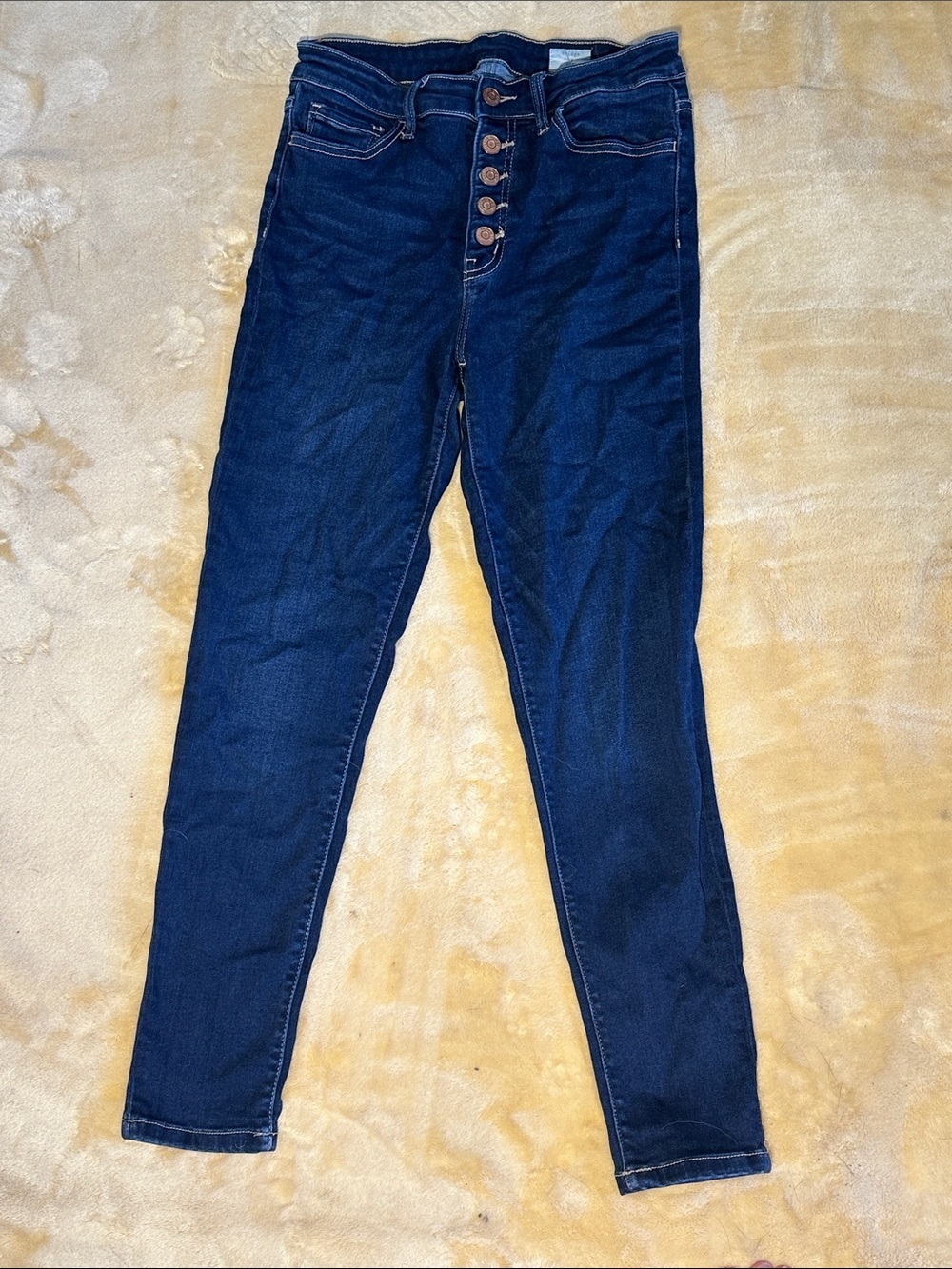 Dark Blue Women's High-Rise Button-Fly Jeans EUC